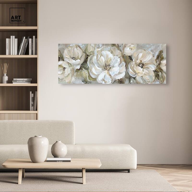 Floral in Sage Panoramic Canvas by Art Remedy, Gallery Wrapped