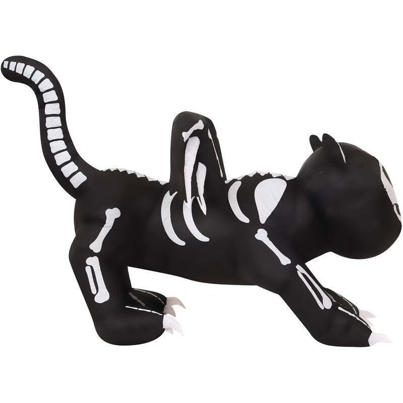 Haunted Hill Farm 5.9-Ft. Wide Prelit Inflatable Skeleton Cat with Wings
