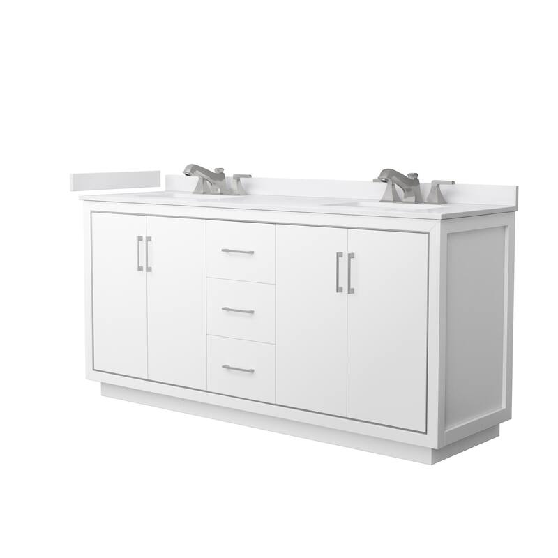 Wyndham Collection WCF1111-72D-VCA-US3MXX Icon 72" Free Standing - White / White Cultured Marble Top / Brushed Nickel