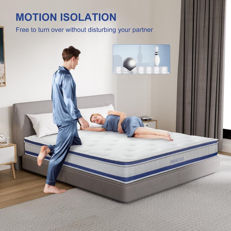 10 Inch Innerspring Hybrid Full Size Mattress, Motion Isolation Individually Pocketed Coils Mattress