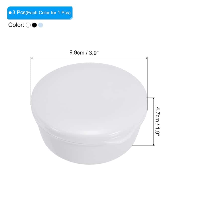 Travel Soap Container, 3 Pack Round Soap Holder Case - Black Blue White