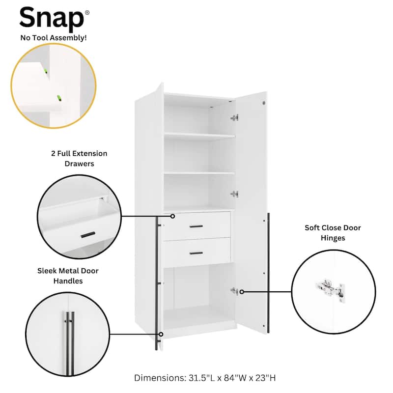 Manhattan Comfort Lee Modern Freestanding 3-Piece Module Wardrobe Closet Armoire