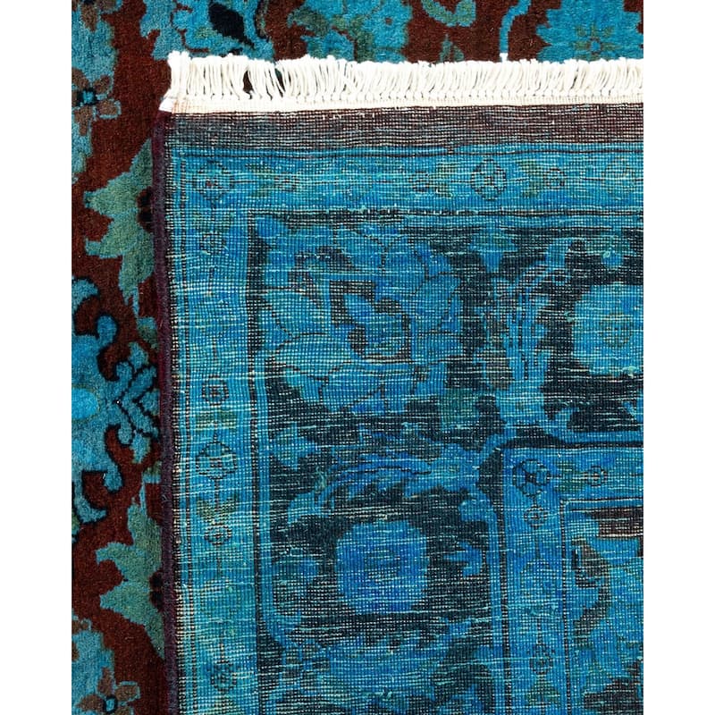 Overton Hand Knotted Wool Vintage Inspired Modern Contemporary Overdyed Blue Area Rug - 4' 1" x 5' 10"