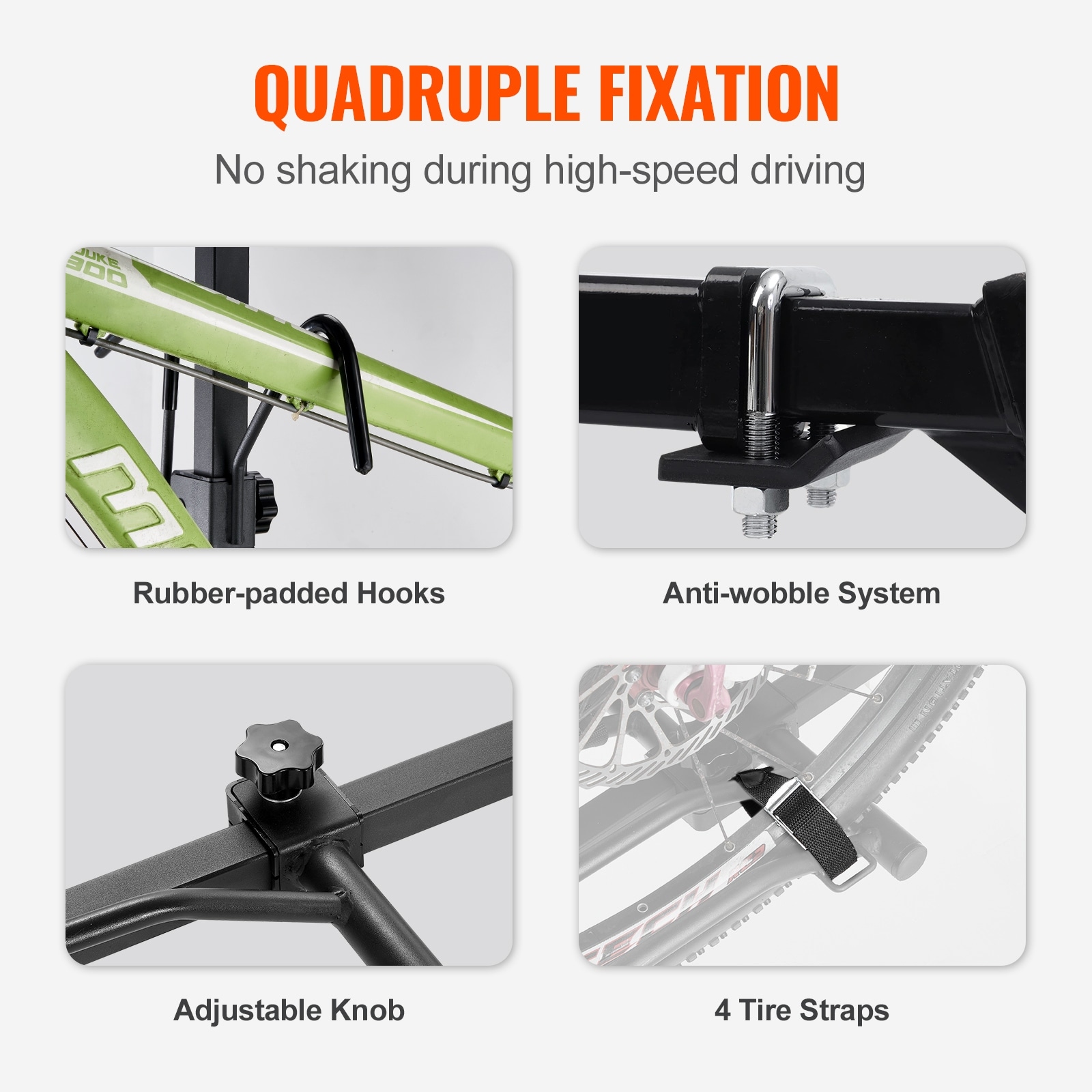 Bike rack straps with hooks clearance