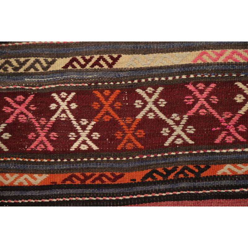 Hand Woven Oriental 100% Wool Carpet Southwestern Tribal Multi-Colored Kilim Area Rug - 9' 10'' X 6' 2''