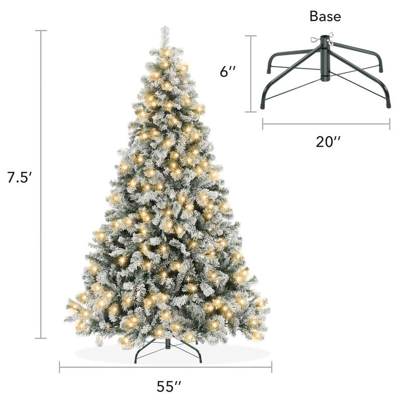 PreLit Snow Flocked Artificial Christmas Tree with Multicolor Lights