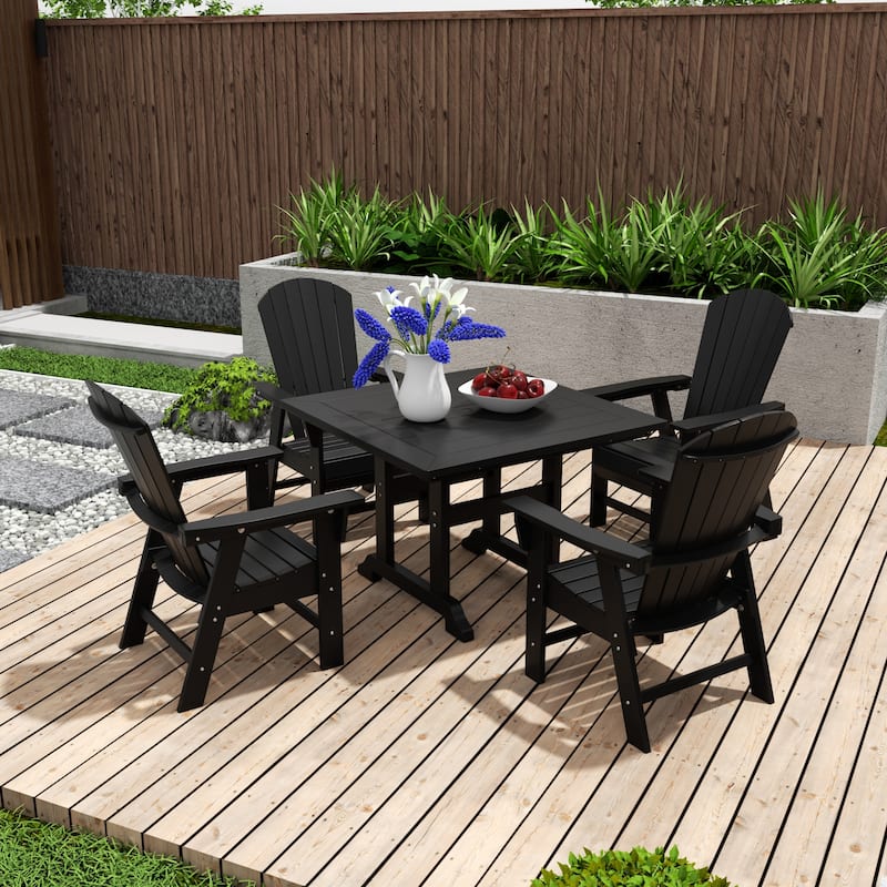 Altura 5-Piece Square Poly Eco-Friendly All Weather Outdoor Dining Set with Armchairs - Black