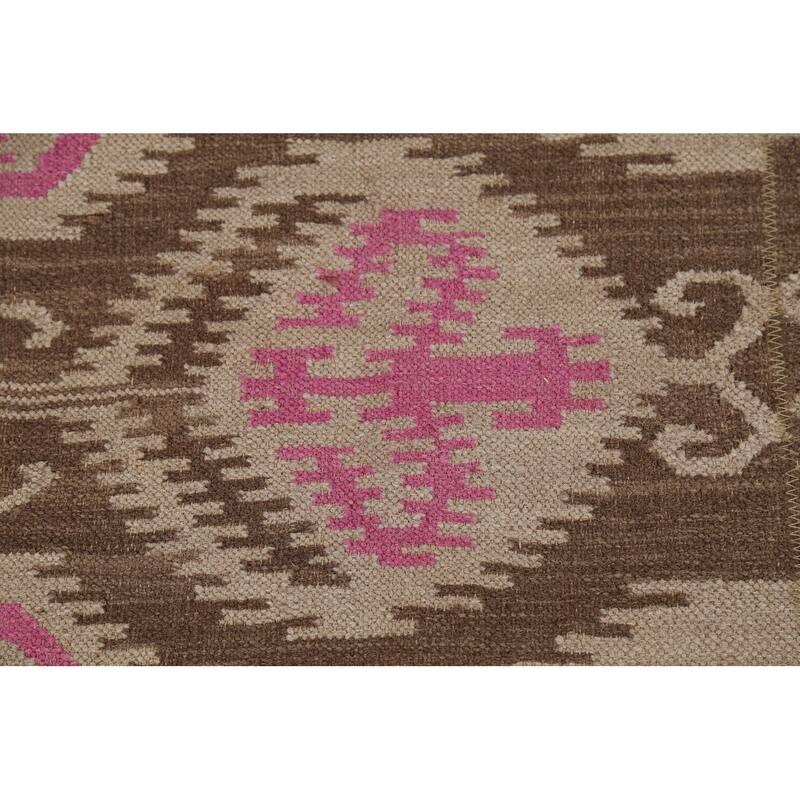 Flat Weave Pile Kilim Oriental Area Rug Hand-Knotted Wool Carpet - 4'10"x 7'10"