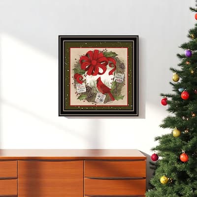 HomeRoots Cardinal Wreath Black Framed Wall Art