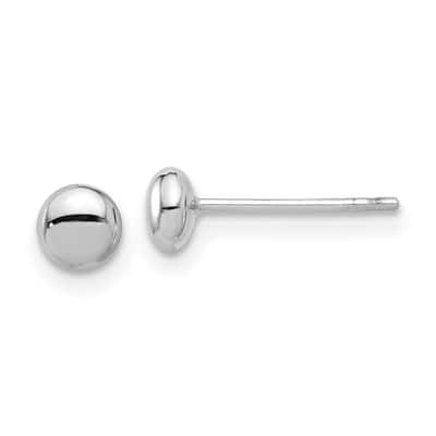 Curata 14k White Gold Polished Button Post Earrings - 4.4x4.4mm