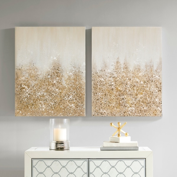 Madison Park Golden Glimmer Hand Brushed Embellished Canvas Set of 2 - Gold. Opens flyout.