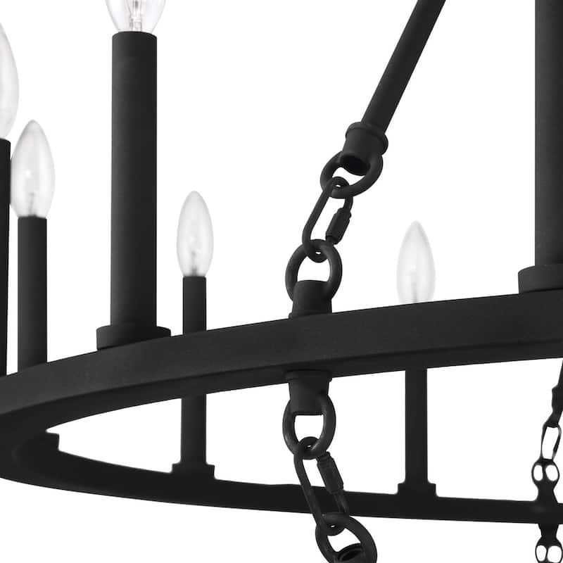 Acroma 2-Tier 24-Light Farmhouse Round High Ceiling Light Wagon Wheel Chandelier