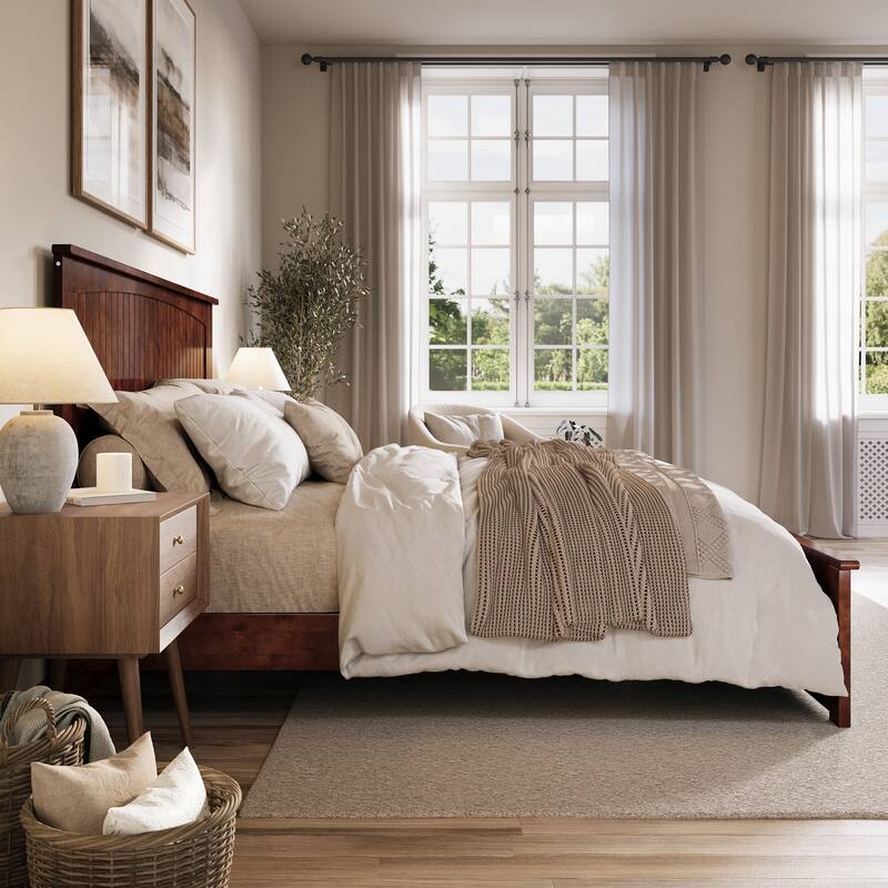 Naples Solid Wood Low Profile Platform Bed with Matching Footboard