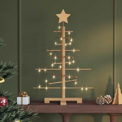 vidaXL Wooden Christmas Tree with Stand Brown bamboo