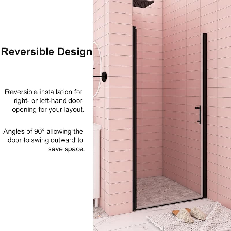30/32/34/36 Inch Semi-Frameless Pivot Shower Door with Clear Tempered Glass
