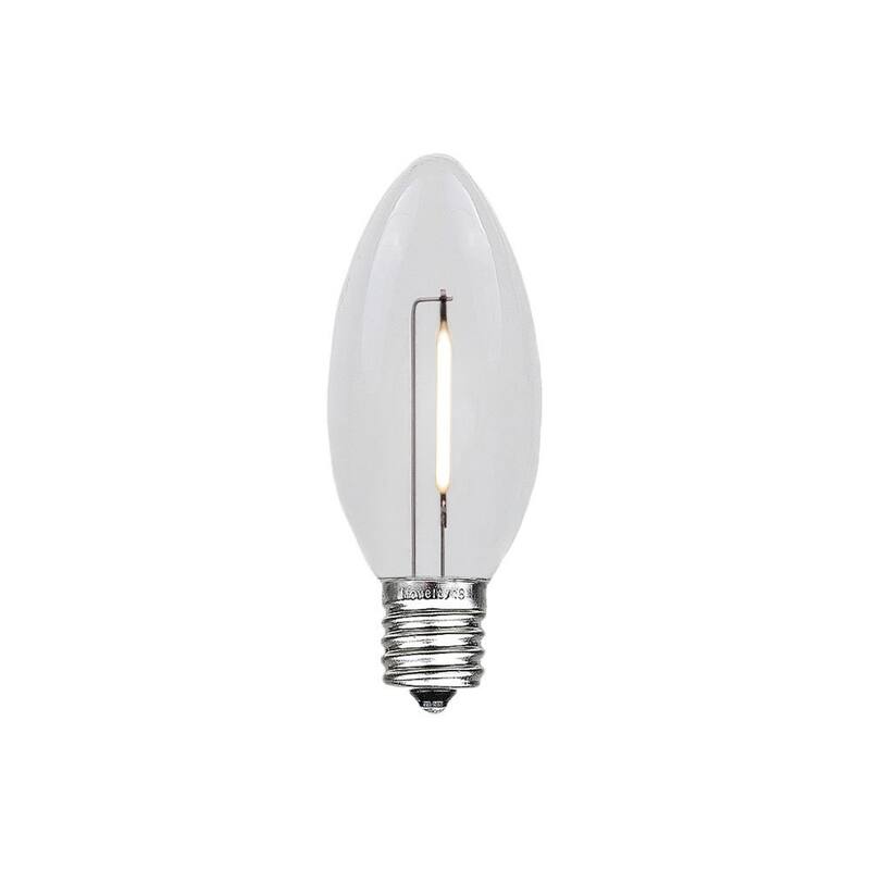 25 Pack LED C7 Plastic Filament Outdoor Christmas Replacement Bulbs, Warm White - White