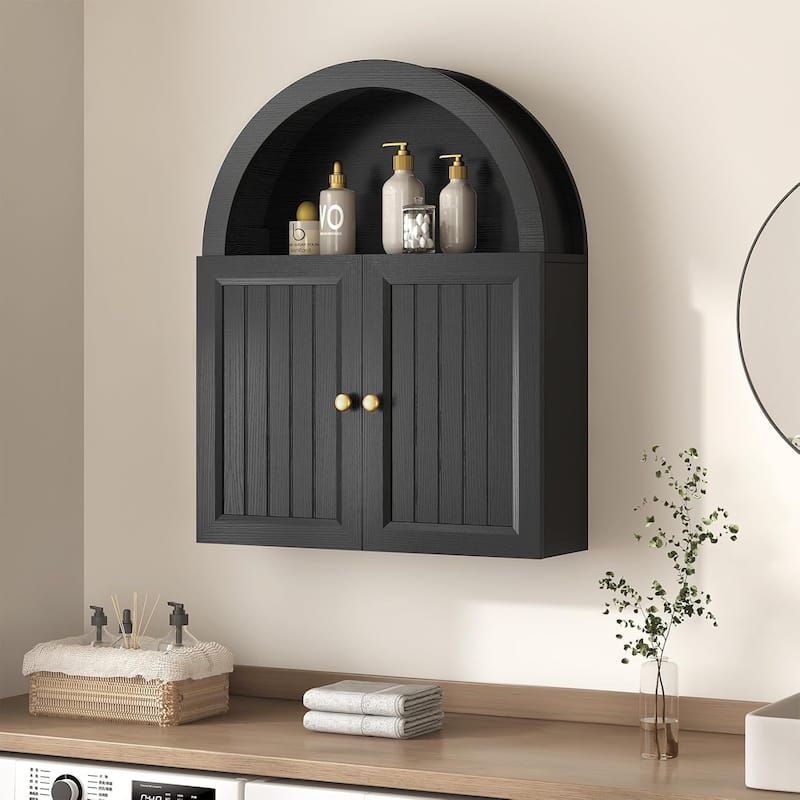 Bathroom Wall Cabinet Over The Toilet Cabinet Adjustable Shelf Wall Mounted - Black