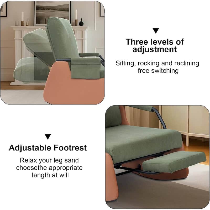 Upholstered Recliner Rocking Chairs for Living Room, Bedroom, Garden - 1PC