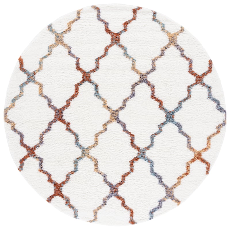 SAFAVIEH Berber Shag Eufrozina Rug - 7' Round - Ivory/Multi