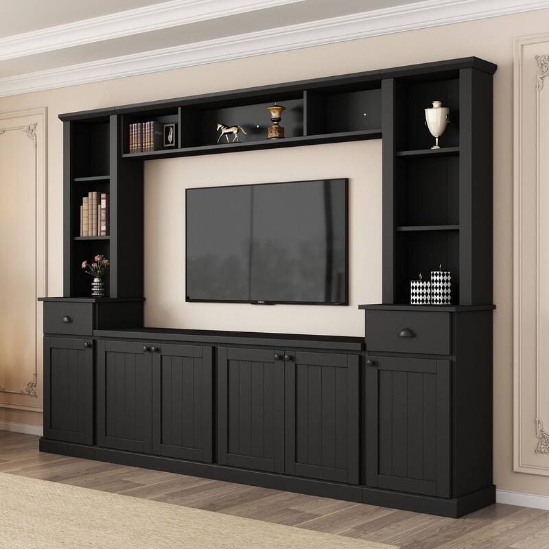 Modern 4-Piece Entertainment Wall Unit Set, Large TV Stand Media Console for TVs Up to 75"