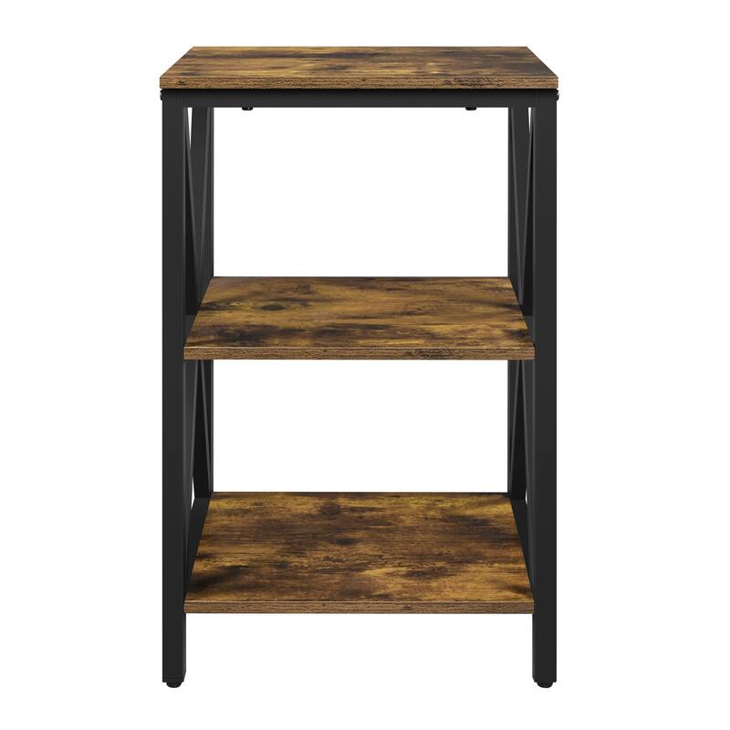 Yaheetech 3 Tier Sofa Side End Table with Shelf, X Shape SideTable