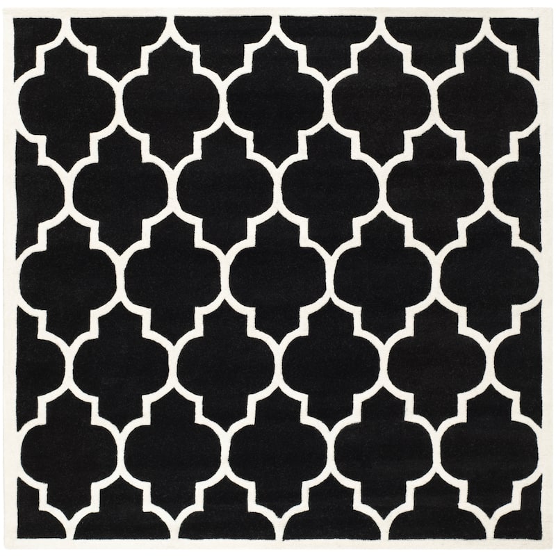 SAFAVIEH Handmade Chatham Vally Modern Moroccan Wool Rug - 8'9" Square - Black/Ivory