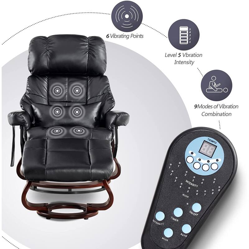 MCombo Recliner Chair with Ottoman Vibration Massag Faux Leather 9068