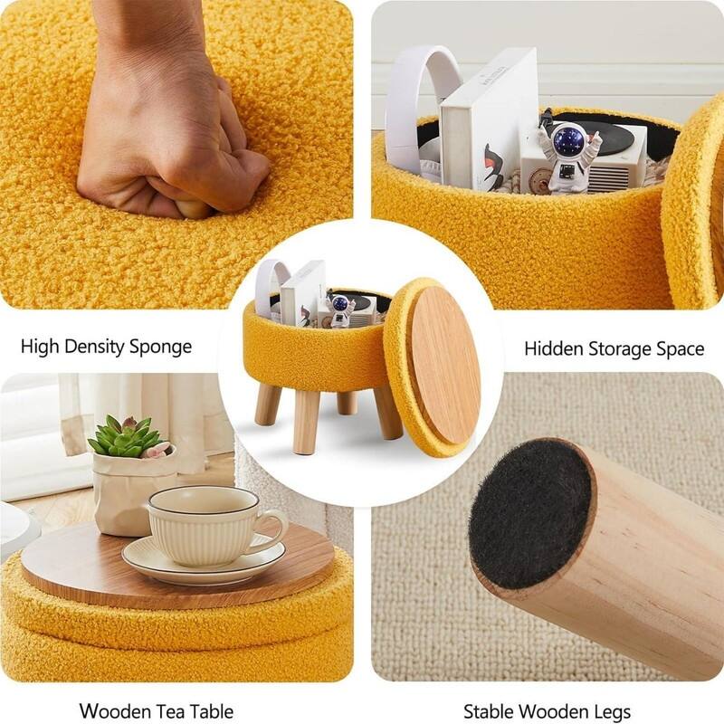 Storage Ottoman Modern Round Footrest