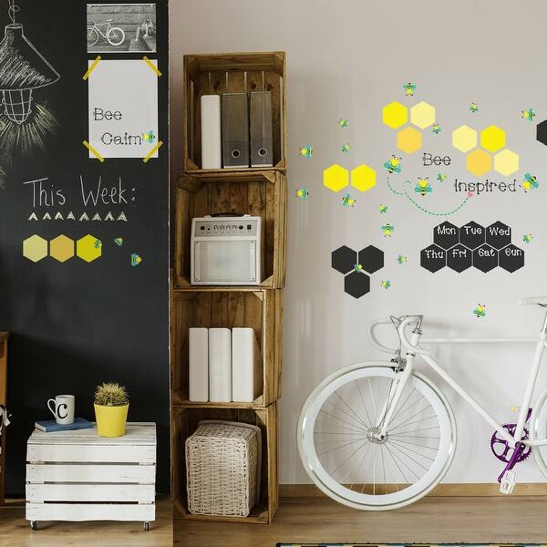 slide 2 of 4, Walplus Bee Honeycomb Blackboard Children Wall Sticker Nursery Decor