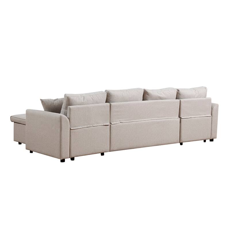 Fashionable U-Shape Pull-out Sleeper Sectional Sofa