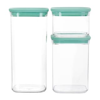 3 Piece Plastic Stackable Container Set in Mint Green - 3 Piece - Bed ...