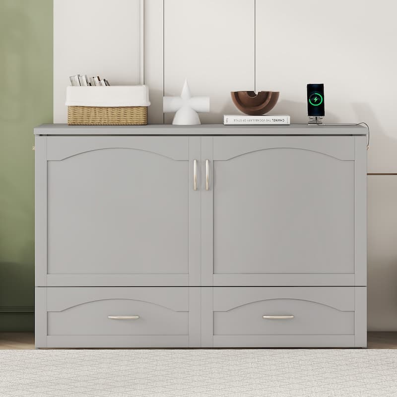 Murphy Bed Wall Bed with Drawer and a Set of Sockets & USB Ports