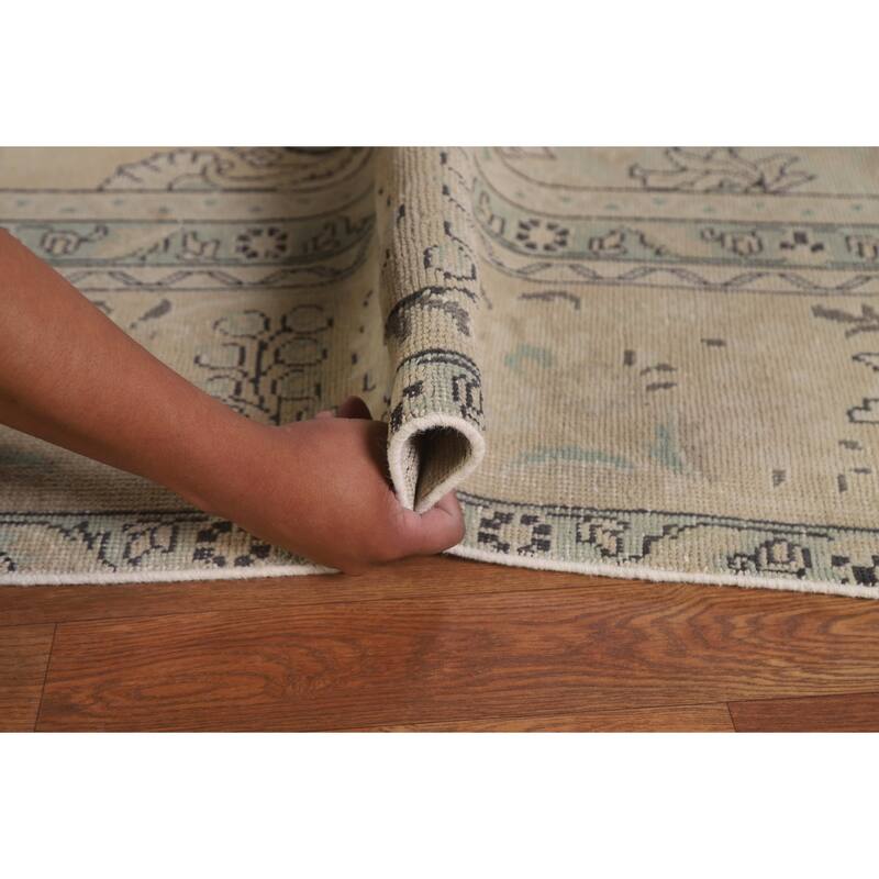 Distressed Tabriz Persian Vintage Area Rug Handmade Wool Carpet - 9'6" x 12'9"