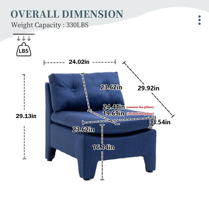 Cushioned deep seat, single lazy chair for Living room