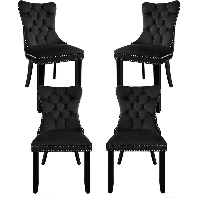 Dining Chairs Set of 6, Luxury Upholstered Velvet Kitchen Chairs Side Chair with Padded Seat Back and Solid Wood Legs
