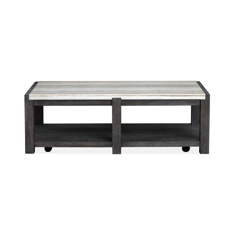 Magnussen Home Plum Creek Ravenwood Black Rectangular Cocktail Table with Casters - 52''W x 30''D x 17.5''H