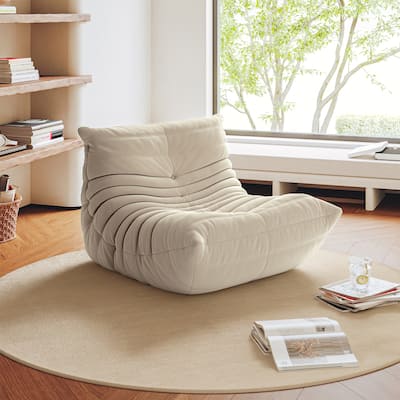 Suede Lazy Floor Accent Bean Bag Caterpillar Sofa for Living Room