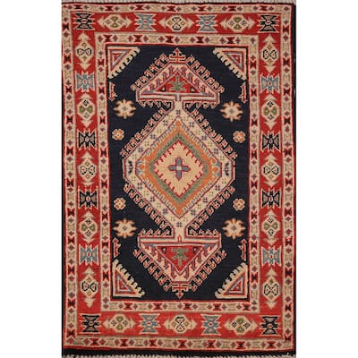 Dark Navy Blue Kazak Oriental Foyer Rug Hand-Knotted Wool Carpet - 2'0" x 3'0"