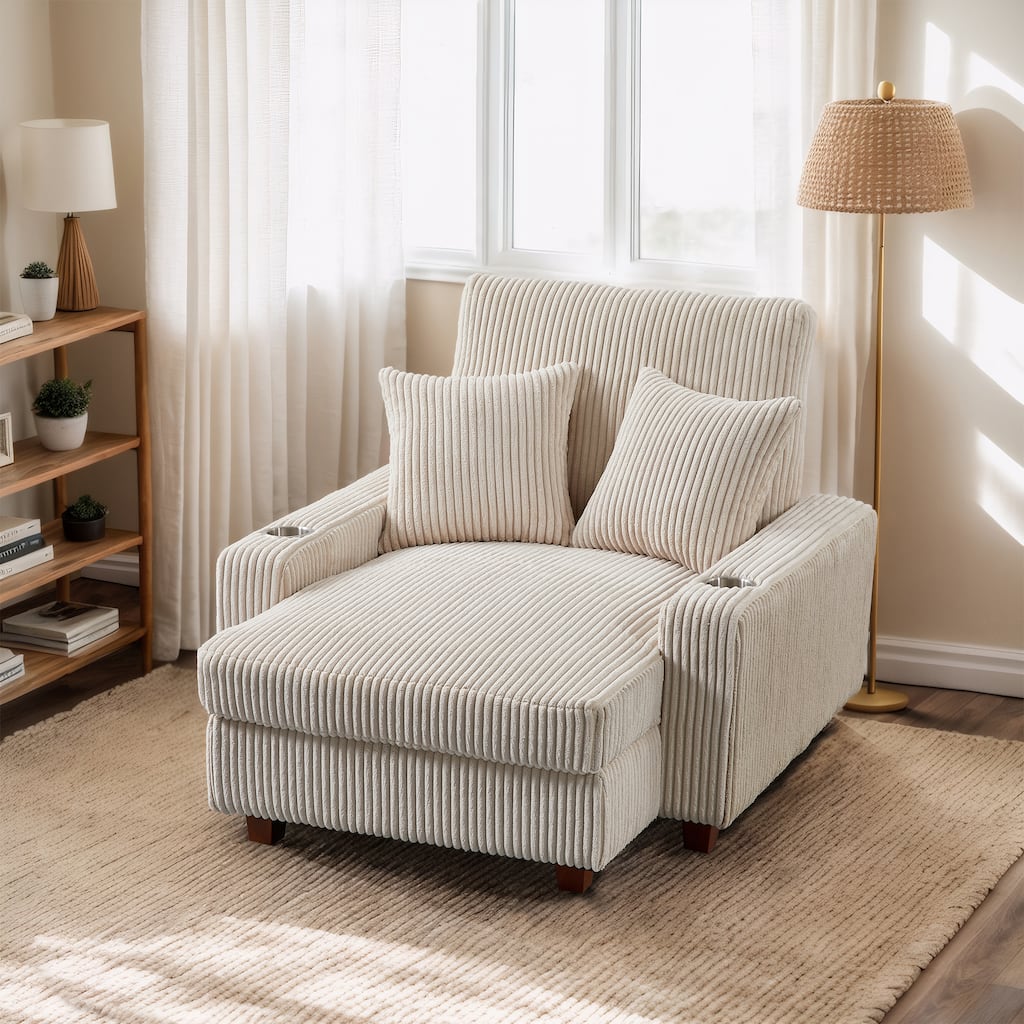 Upholstered Chaise Lounge with Adjustable Backrest Lounge Chair