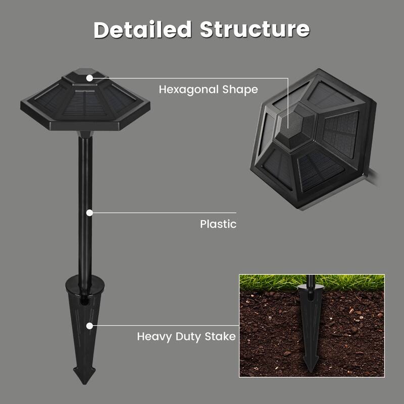 FKHouse Black Solar LED Warm White Waterproof Path Light 2-Pack