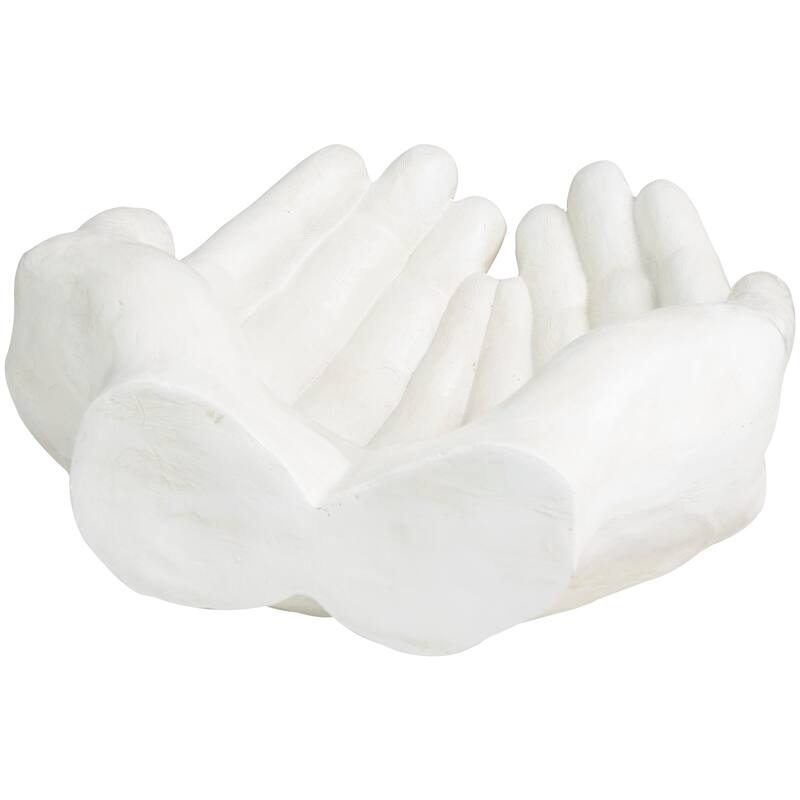 Classic Polystone Open Hands Sculpture - White or Gold