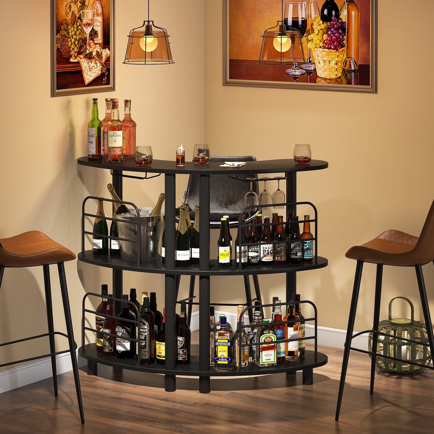 Semi circle cheap bar cabinet