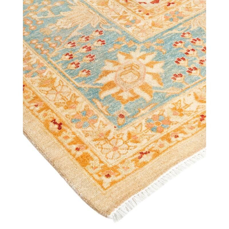 Overton Hand Knotted Wool Vintage Inspired Traditional Ottoman Beige Area Rug - 9' 2" x 11' 6"