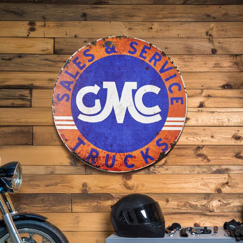 American Art Decor Dome Shaped Metal Wall Art Sign - 30" x 30" - GMC Trucks Sales & Service