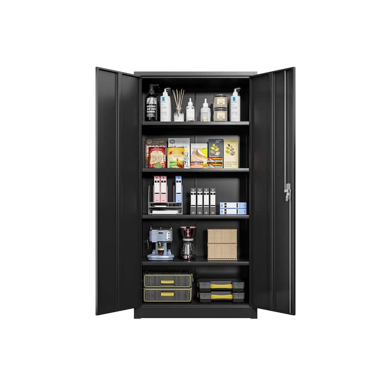 Large Metal Filing Cabinet with Lock & Adjustable Shelf, Scratch-Resistant Home Office Storage Cabinet