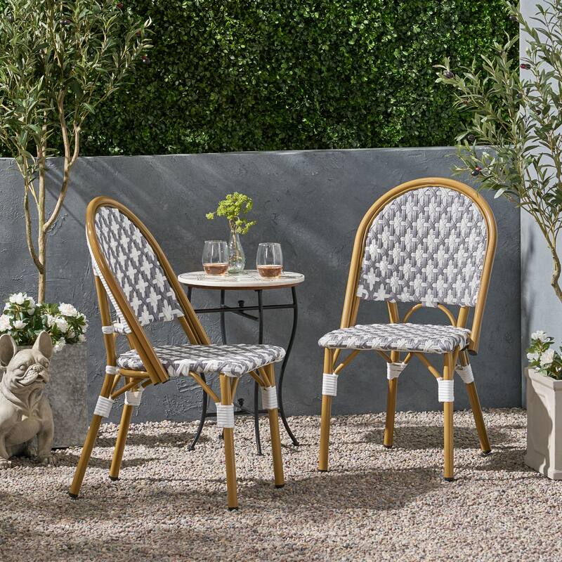 Louna Outdoor French Cafe Chairs (Set of 2) by Christopher Knight Home