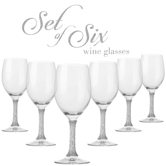 Berkware Crystal Wine Glass with Gold or Silver Stem - 3" x 8" - Set of 6 - Silver