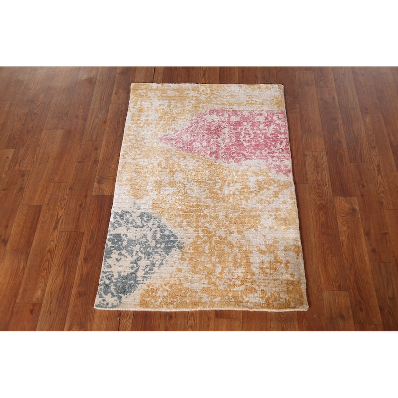 Contemporary Abstract Oriental Foyer Rug Hand-Knotted Wool Carpet - 2'0"x 3'0"