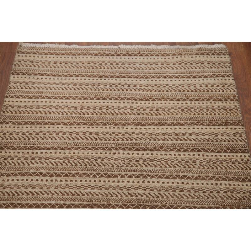Striped Modern Gabbeh Runner Rug Handmade Wool Carpet - 2'6"x 11'8"