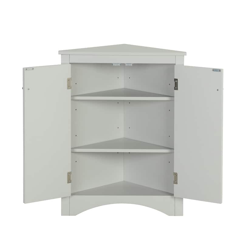 Triangle Bathroom Storage Cabinet with Adjustable Shelves, Freestanding Floor Cabinet Compact Bathroom Towel Cabinet